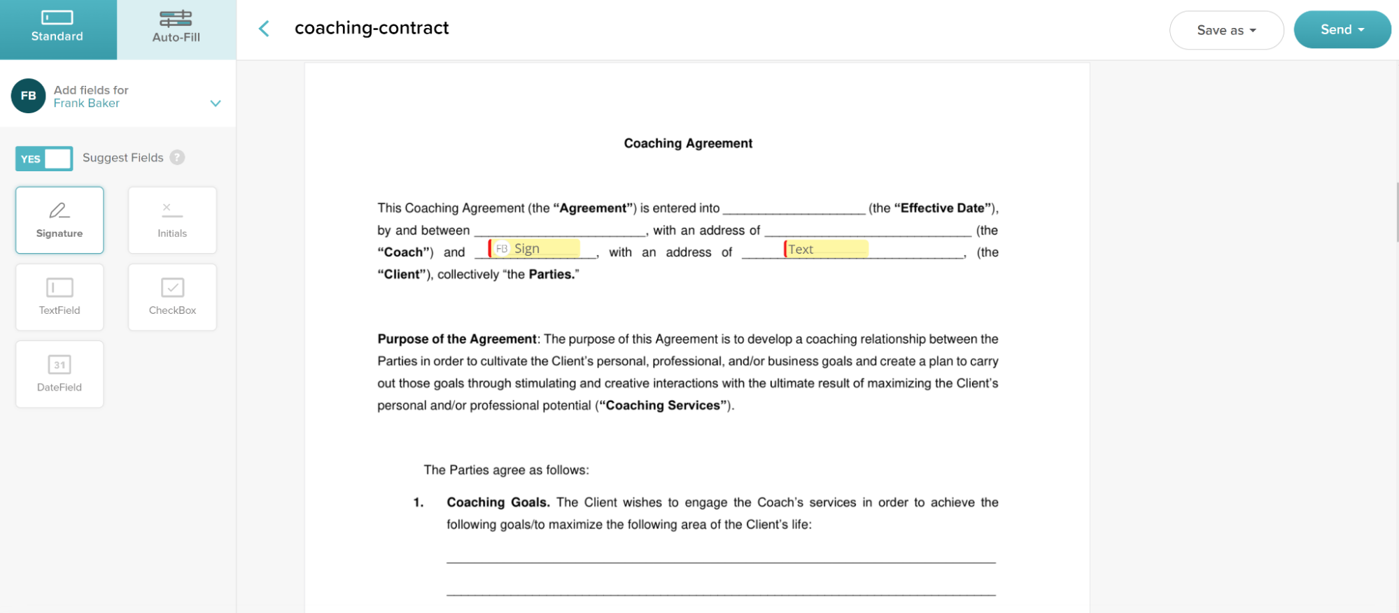 SignWell Document Fields