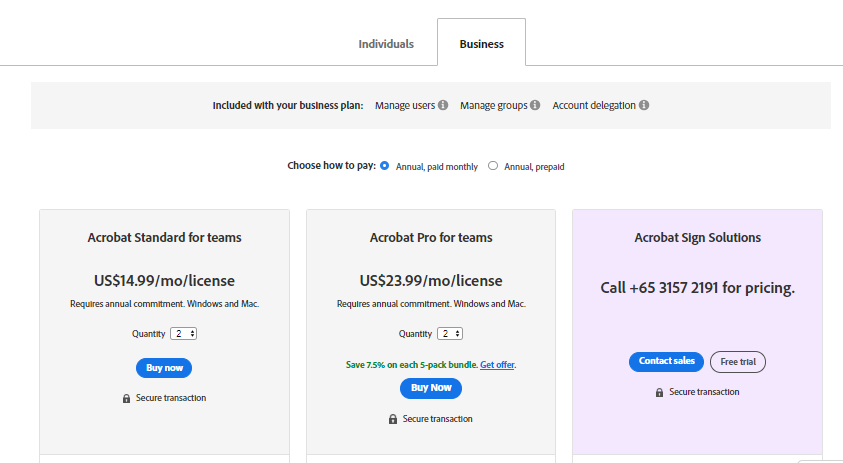 Acrobat Sign Pricing