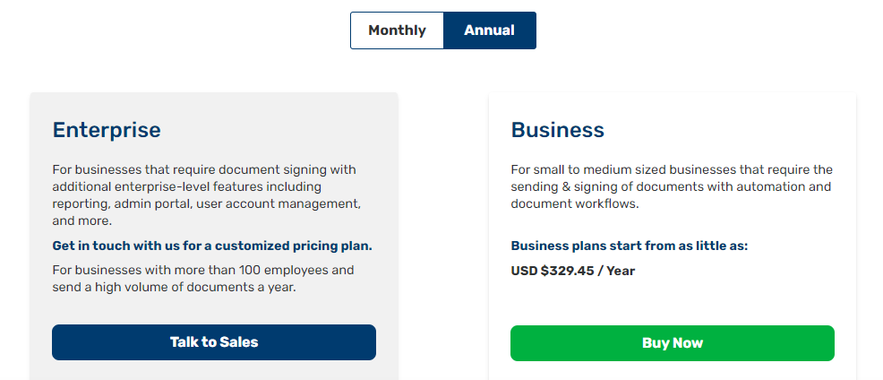 Secured Signing Pricing