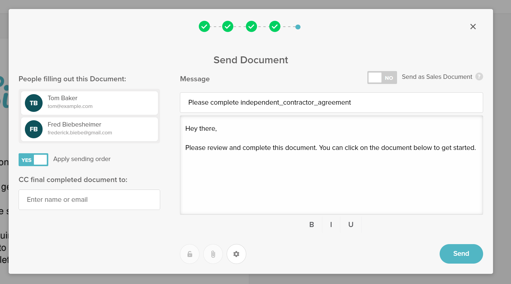 SignWell contract signing order