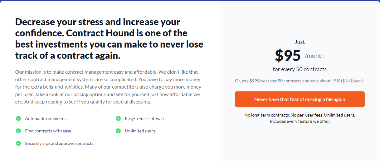 Contract Hound Pricing