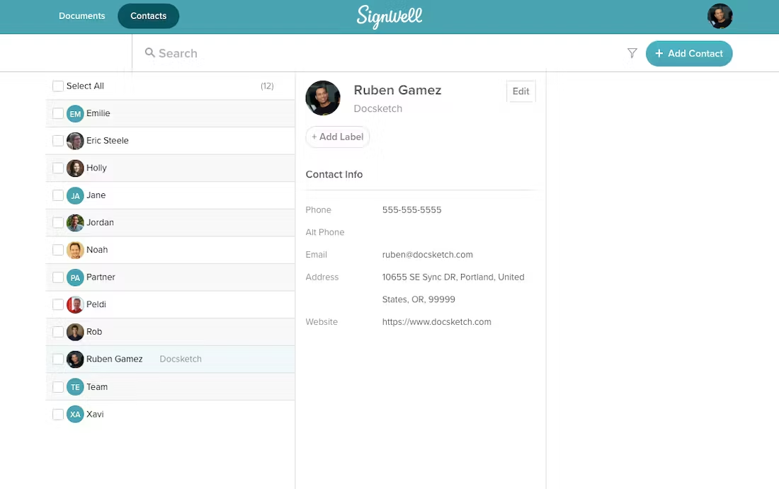 SignWell contract management software