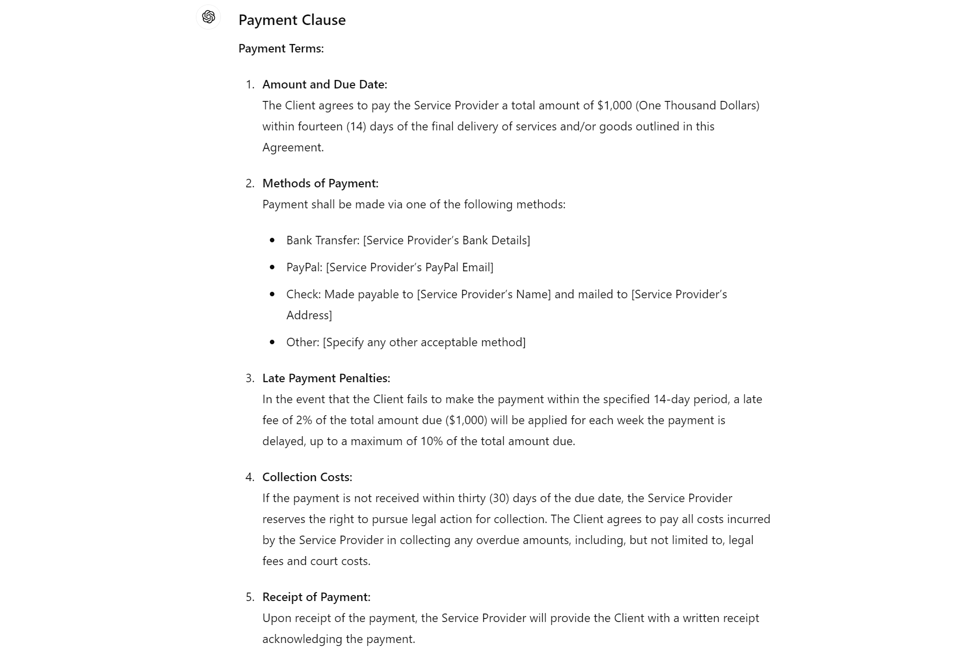 AI for simple document clauses
