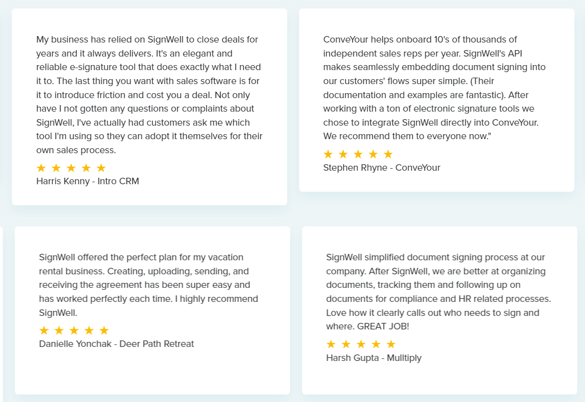 SignWell Contract Management Reviews