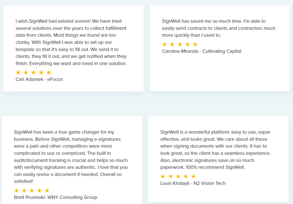 SignWell Contract Signing Reviews