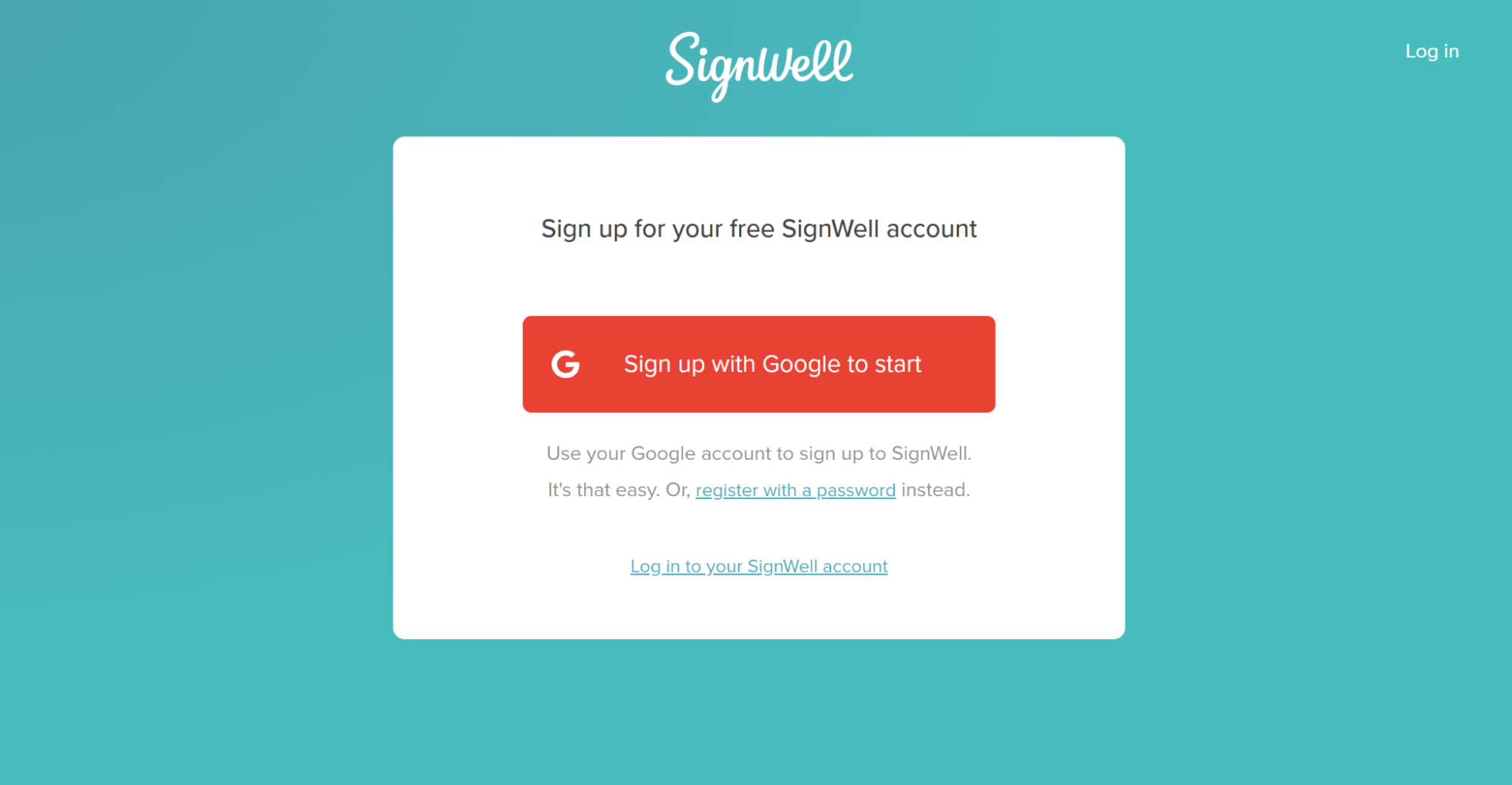 Log into SignWell Google Account