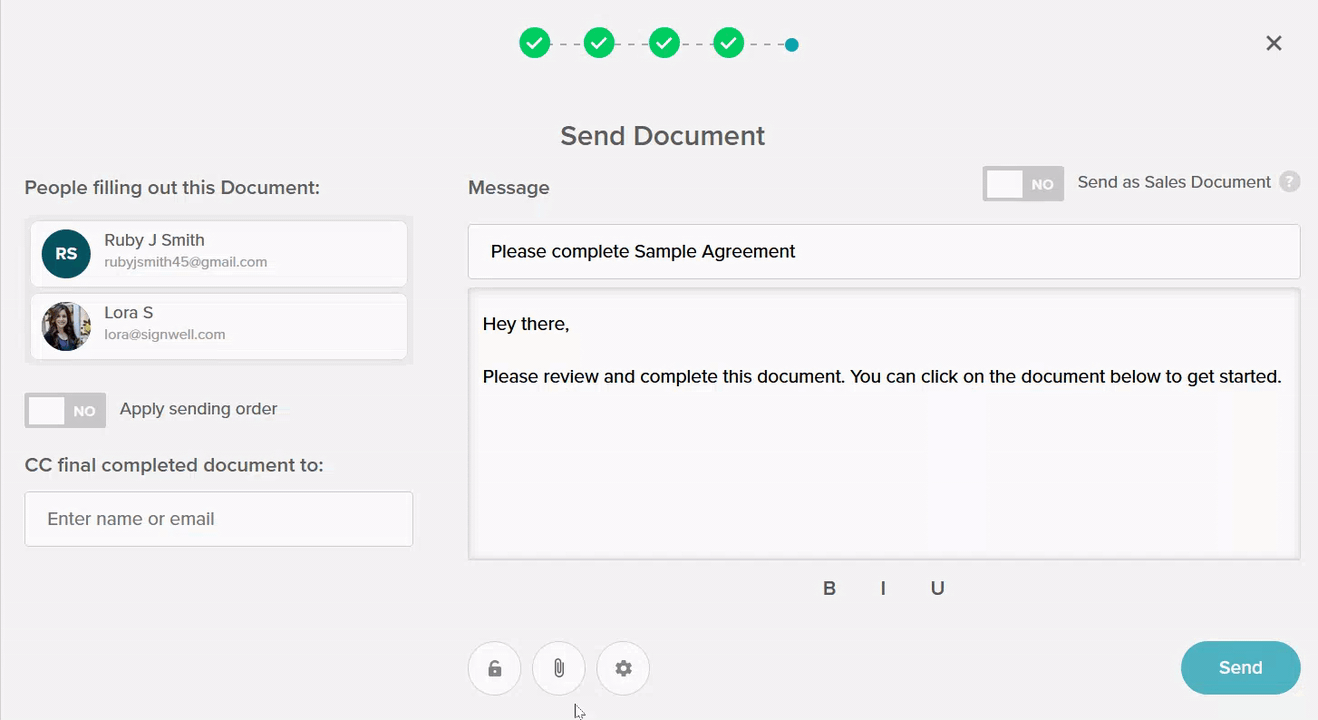 SignWell Assign Attachments to Recipients