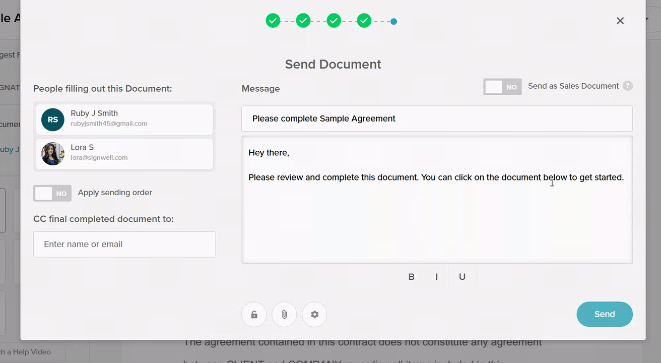 SignWell Review and Send Document