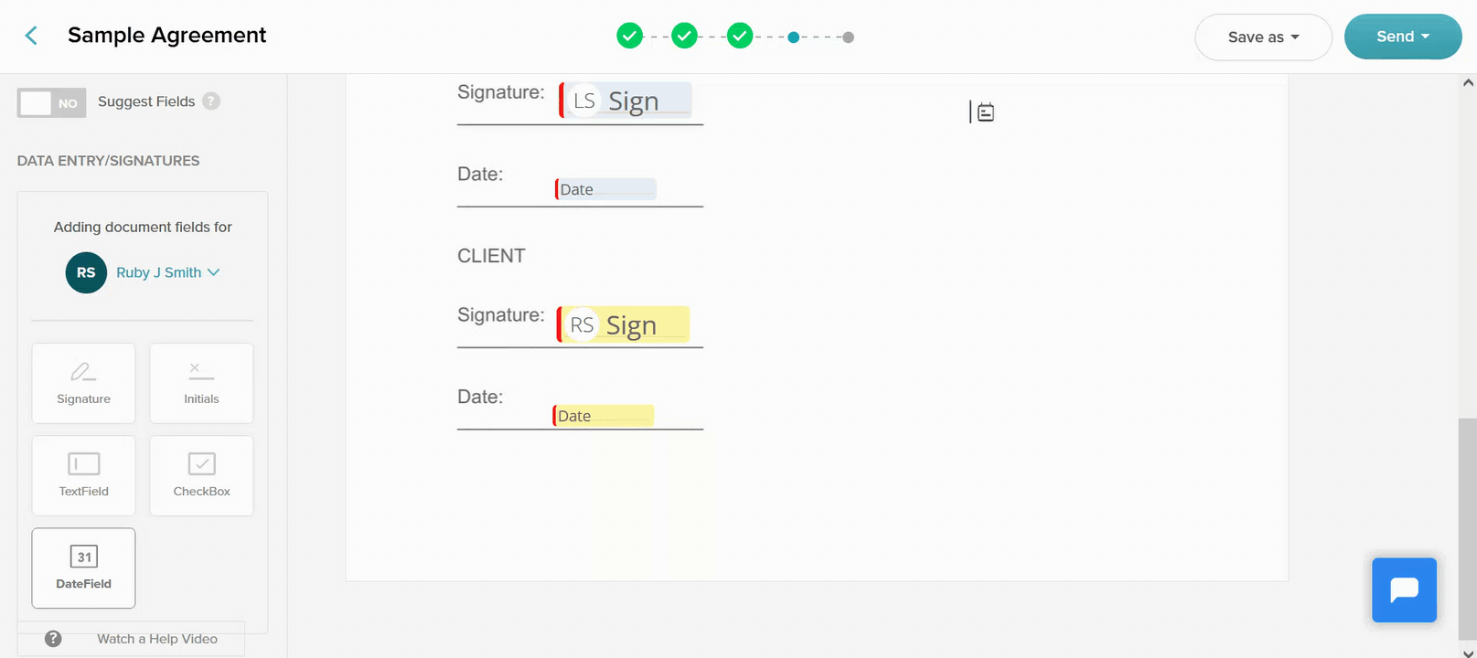 SignWell Send Modal Features