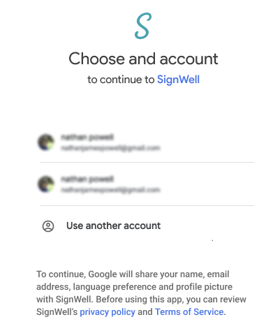 signwell choose google account
