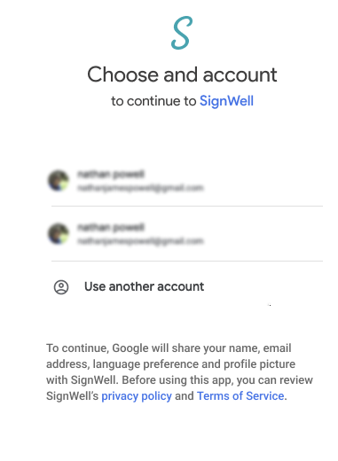 signwell choose google account