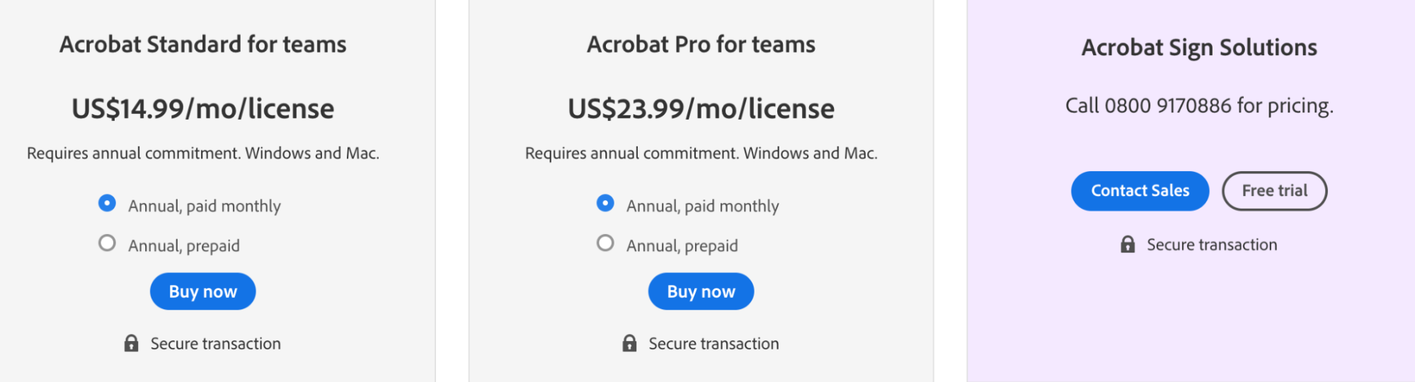 Adobe Acrobat Sign Pricing