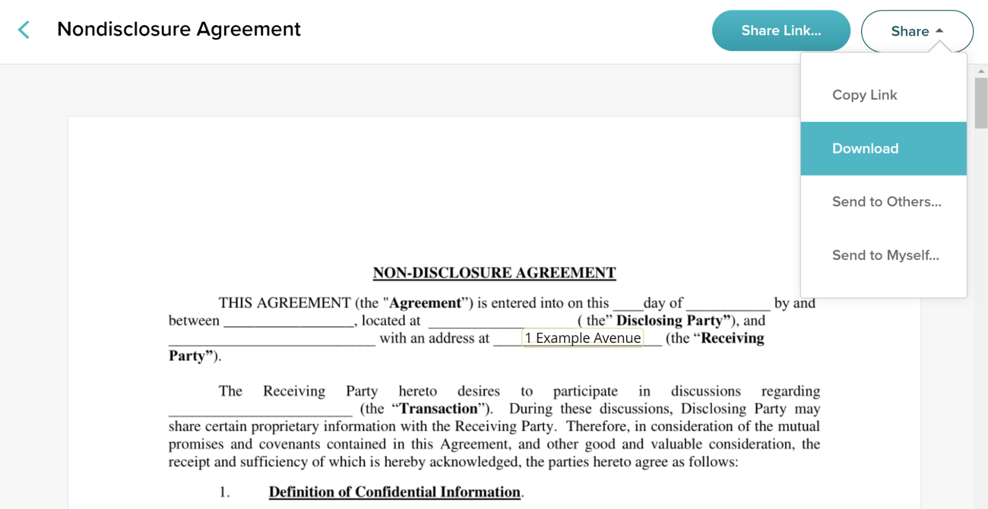 Non disclosure agreement