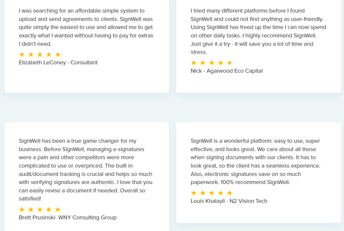 SignWell Contract Signing Reviews
