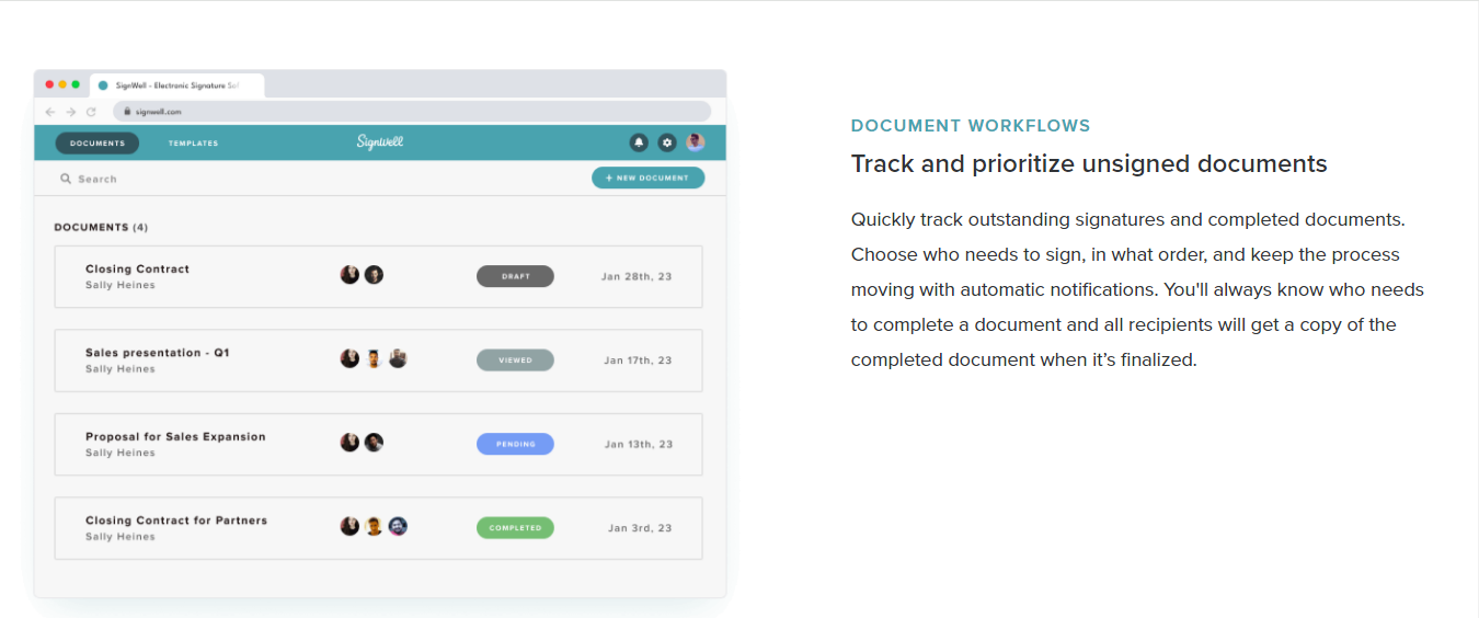 signwell document workflows