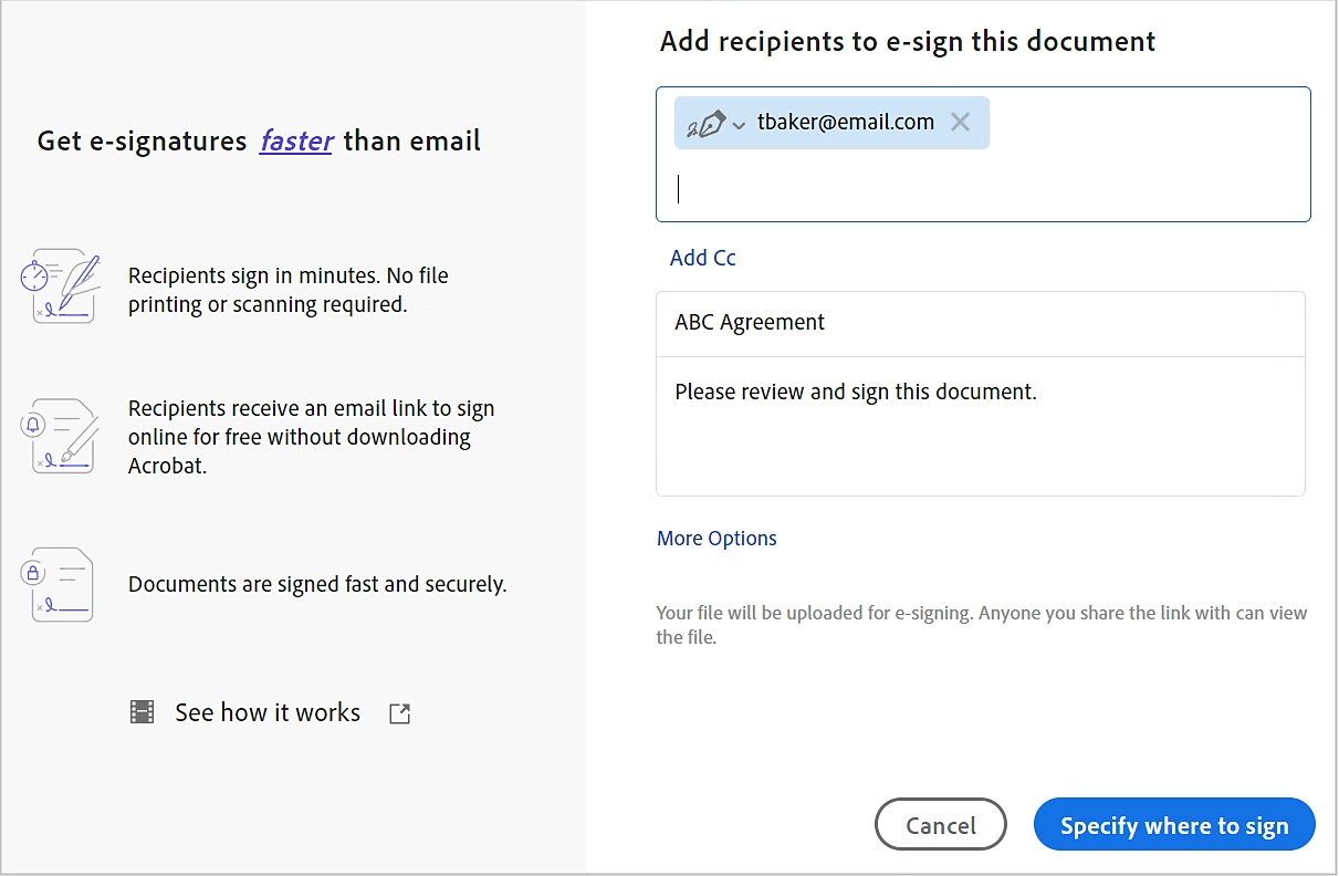 Add Recipients to Document Adobe Acrobat