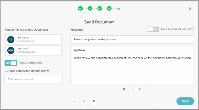send document for signature signwell